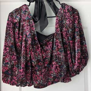SO Floral Crop Blouse w/ Back Tie Size Large